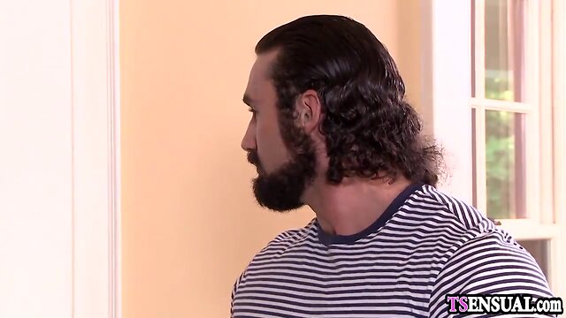 Latina slender shemale fucked in tight ass by lover