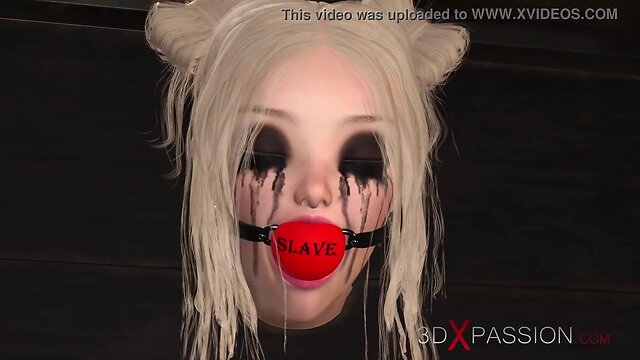 Hardcore shemale in latex outfit bangs in basement