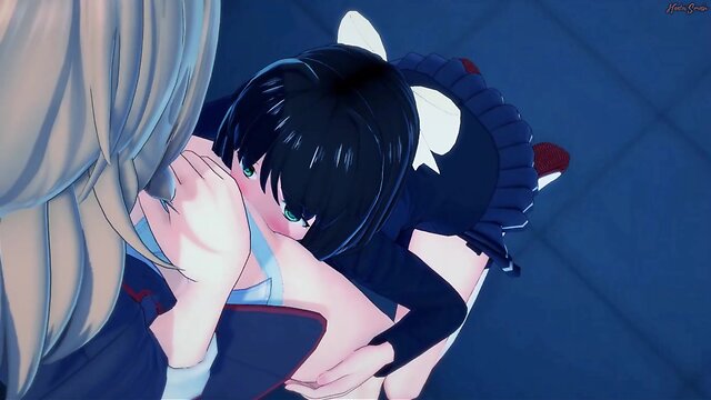 Futa miku and hibiki: tabletop futa hentai