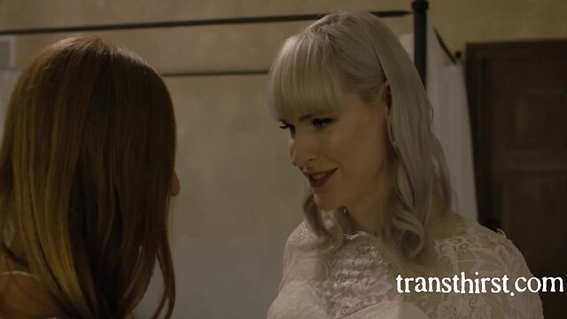 Brides attendant engages in intimate act with trans bride and groom