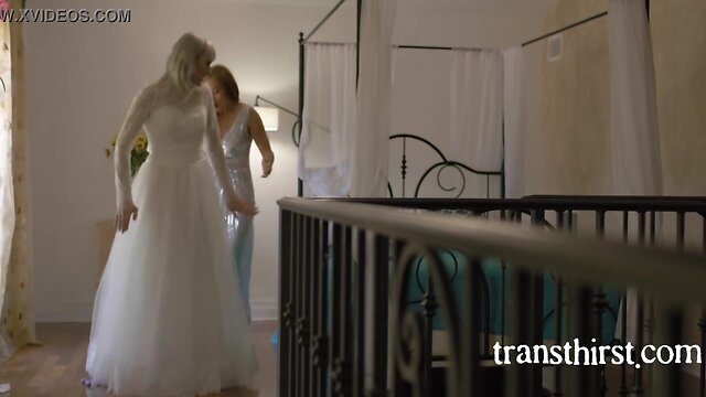 Brides attendant engages in intimate act with trans bride and groom