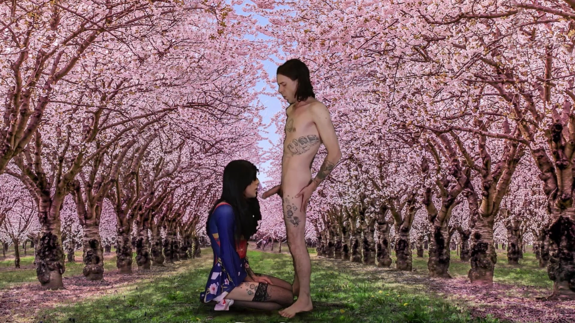 Woman enjoys being penetrated while wearing a dress