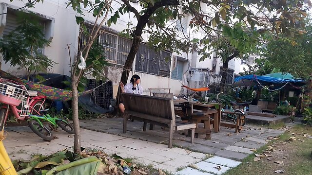 White cd hot dancing in a cute tight skirt