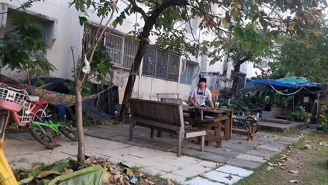 White cd hot dancing in a cute tight skirt