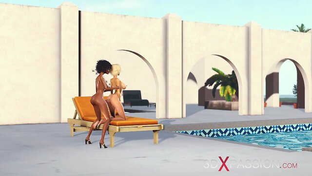 3d black shemale fucks college student in luxurious villa outdoors