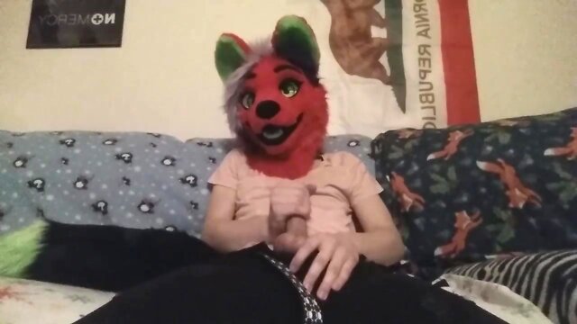 Foxxxy femboy jerks big cock