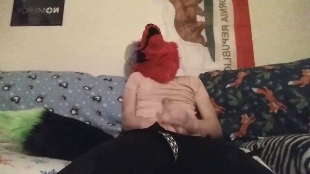 Foxxxy femboy jerks big cock