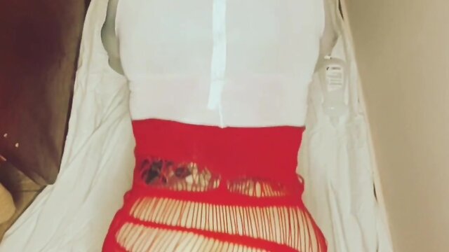 Crossdresser self-fisting with big dildo in ass: sissy training