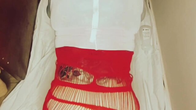 Crossdresser self-fisting with big dildo in ass: sissy training