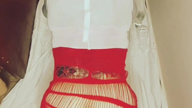 Crossdresser self-fisting with big dildo in ass: sissy training