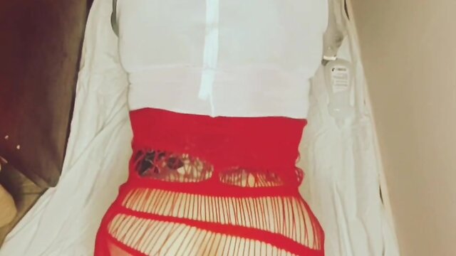 Crossdresser self-fisting with big dildo in ass: sissy training