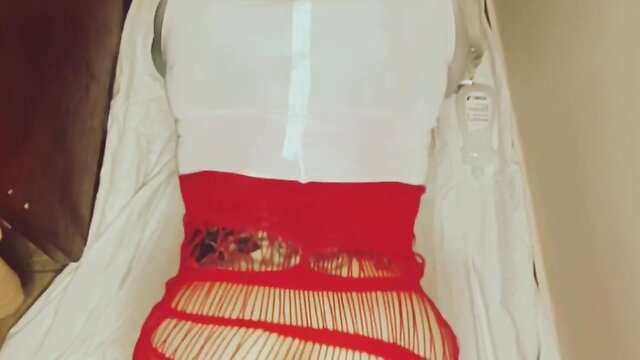 Crossdresser self-fisting with big dildo in ass: sissy training