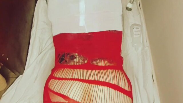 Crossdresser self-fisting with big dildo in ass: sissy training