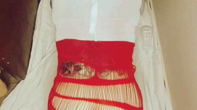 Crossdresser self-fisting with big dildo in ass: sissy training