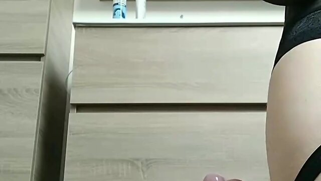 Satisfying sissygasm using a beer bottle