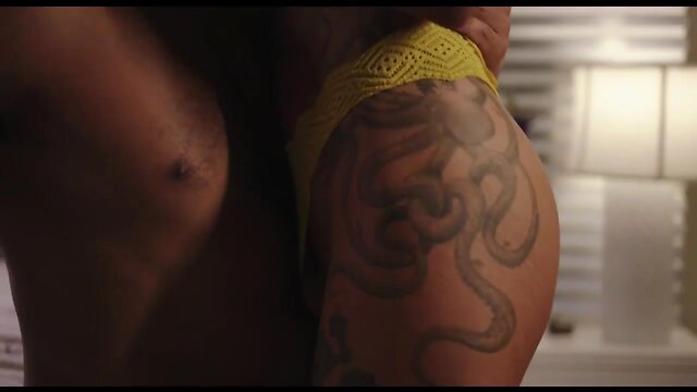 Black transsexual with big cock fucks guy