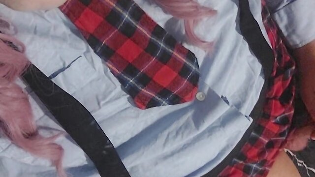 Exploring her naughty side: sissy juvia jolie in a seductive schoolgirl costume