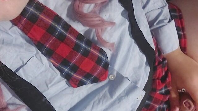 Exploring her naughty side: sissy juvia jolie in a seductive schoolgirl costume