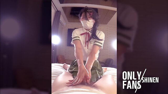 Japanese crossdressing cosplayer suzume gets fucked in school uniform