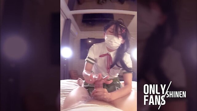 Japanese crossdressing cosplayer suzume gets fucked in school uniform