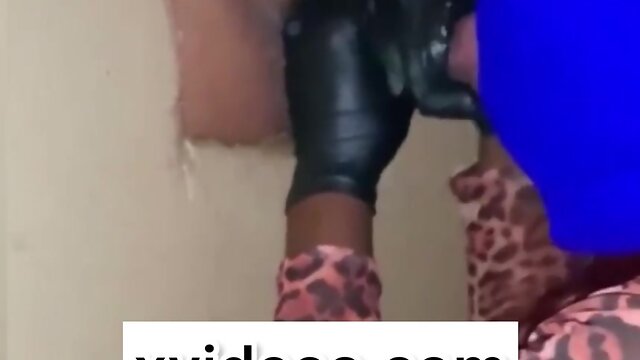 Transgender women enjoying glory hole blowjobs