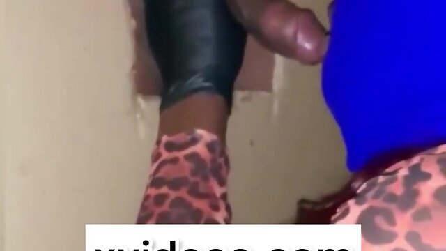 Transgender women enjoying glory hole blowjobs