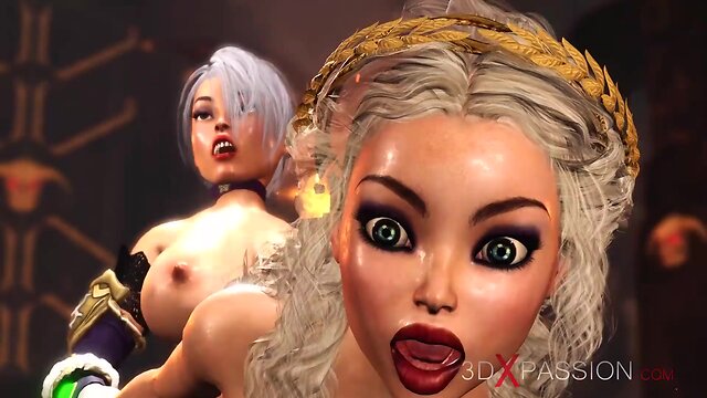 Medieval castle fun: steamy encounter between a dickgirl and princess