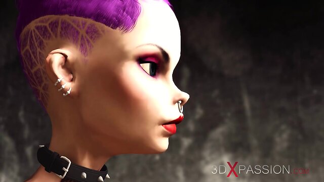 Exploring cyberpunk sex with a stunning partner: bdsm, hardcore action with a fuck machine