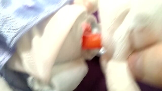 Plushie pleasure: squeaky mouse fills elsas silky hole with cream