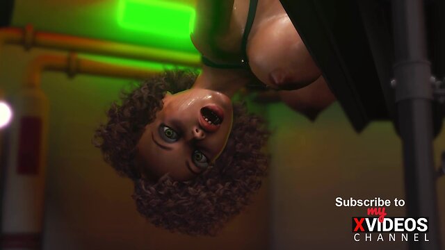 Intergalactic encounter: alien fucks bound black woman with futuristic machine