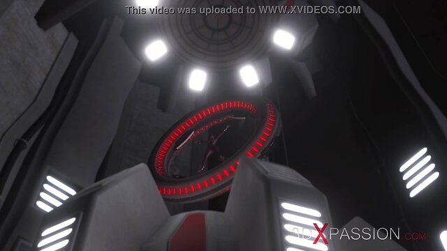 Intergalactic encounter: sultry female alien and black companion on the space station