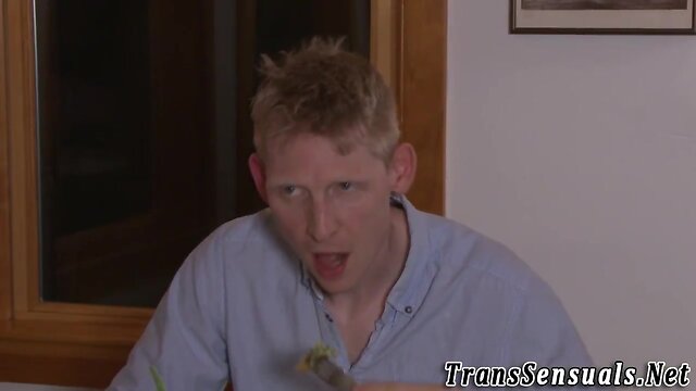 Transgender beauty reaches climax while masturbating