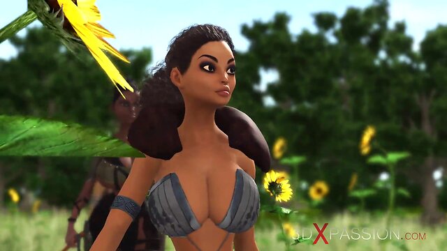 Blonde bombshell on a tropical island: steamy anal encounter with a 3d vixen