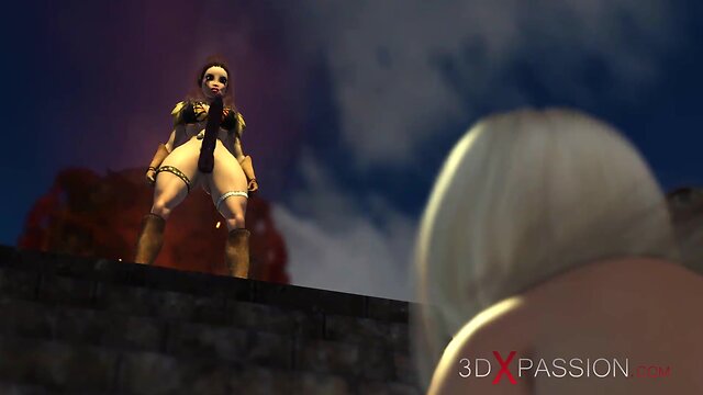 Blonde bombshell on a tropical island: steamy anal encounter with a 3d vixen