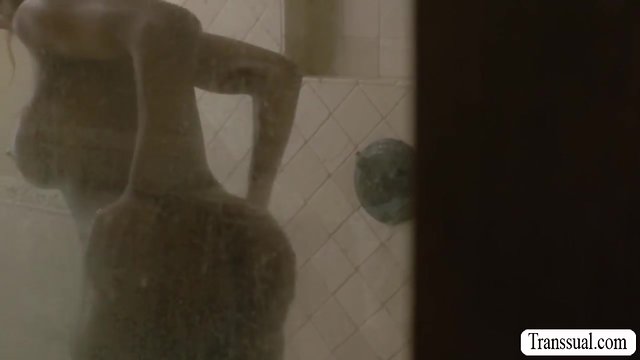 Perverted man barebacks ebony tgirl