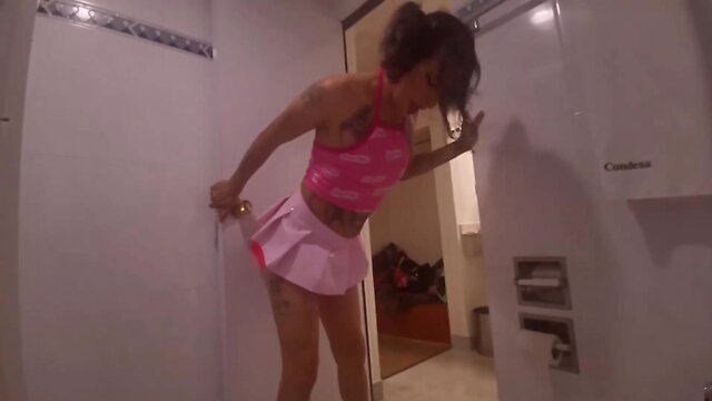 I found a huge dildo on the wall and decided to ride it, lovely transgender from mexico city, would you like to record a video with me?