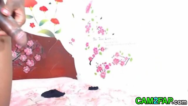 Curvy black latin shemale masturbates for orgasm