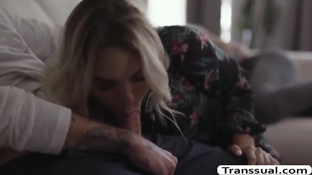 Seductive shemale gets pounded by massive cock