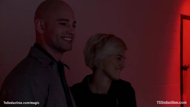 Ts dominates straight couple with huge cock