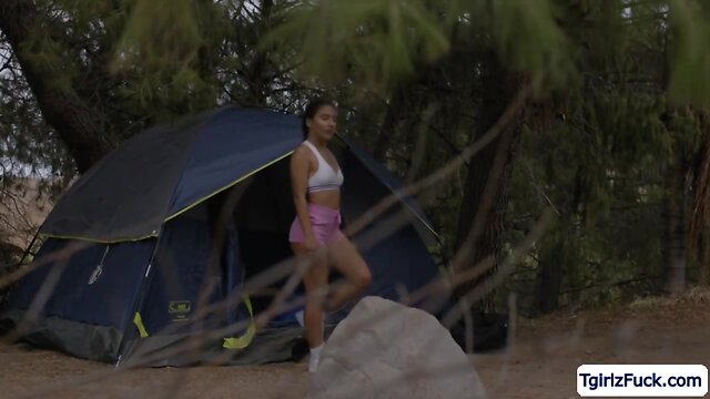 Intense bareback anal and cock sucking in a tranny threesome with ts korra del rio