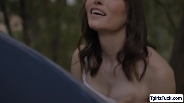 Intense bareback anal and cock sucking in a tranny threesome with ts korra del rio