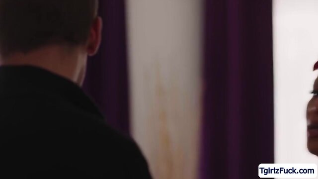 Stepson barebacks ts foxxy in front of husband: an intense anal encounter