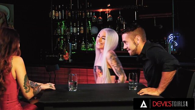 Trans temptation: sultry threesome with devilish tgirls and a playful couple