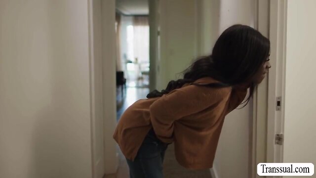 Interracial roommate fun: ts gets pleasured and anally penetrated by ebony male