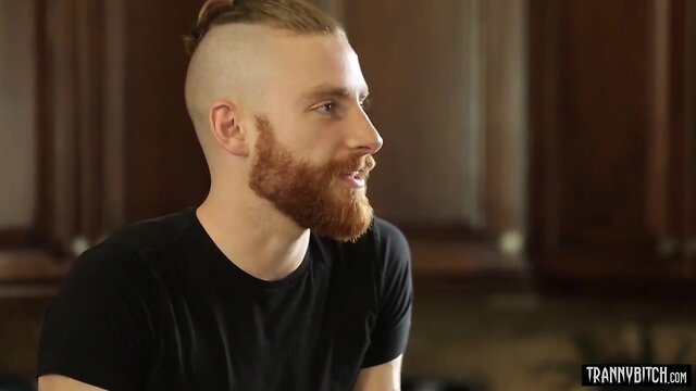 Blonde transgender dominates her submissive boyfriend