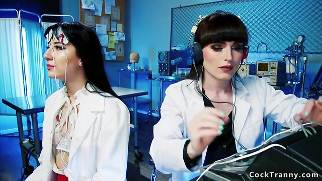 Seductive transgender doctor gives rimjob to alternative brunette patient