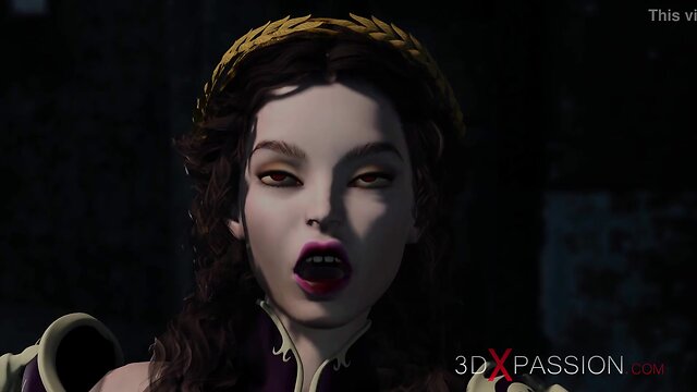 Intense encounter: dominant dark princess and horny sexy girl in castle