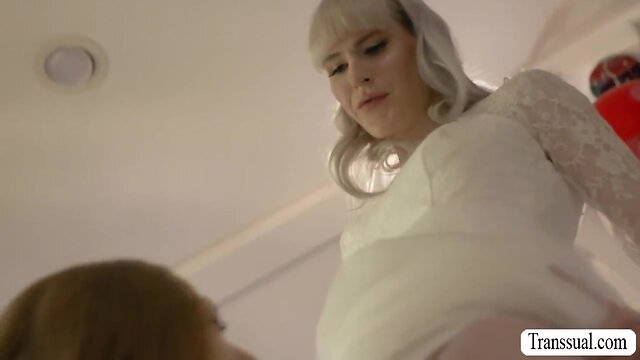 Interracial shemale wedding: bride and bridesmaid get down and dirty