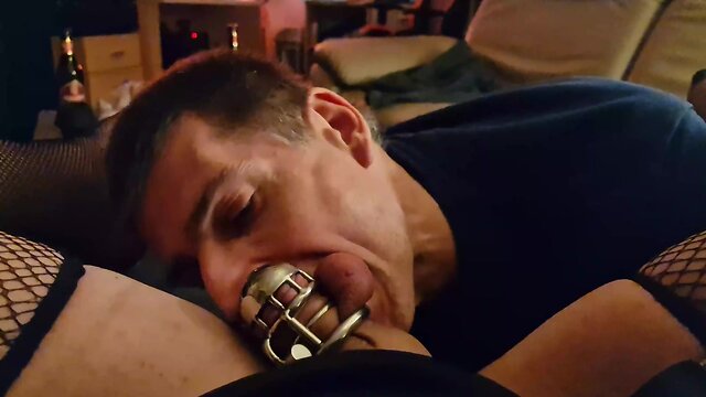 His pleasure: satisfying his submissives needs with a rimjob and locked clit