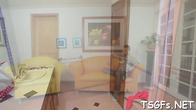 Intense shemale deepthroats and takes hard anal pounding